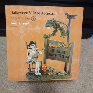 DEPT 56 Snow Village Halloween BONE TO ROCK!  Lights, Music, Banjo, NEW